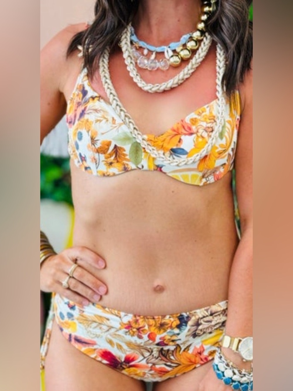 NWT - Stylish Swimwear - Floral 2 Piece Swimsuit Underwire Bikini Woman's Small